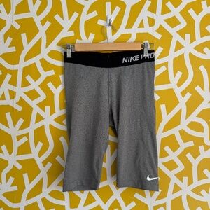 Nike Pro Dri-Fit 4-Way Stretch Grey Black Bike Long 10" Shorts - Small/Medium